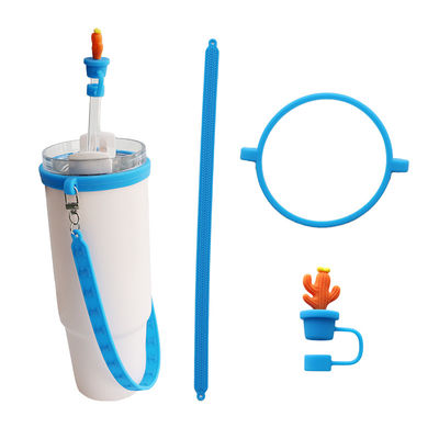 30oz 40oz Tumbler met handvat Anti-krassen Silicone Cup Sleeve en Anti-glij Waterfles Handvat Riem