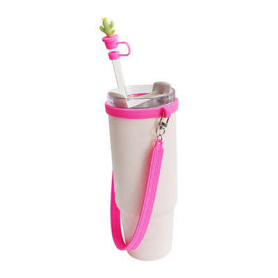 Aanpassing van siliconen flessen accessoires voor flessen mokken Tumblers Geschenk van 4 siliconen stro toppers en siliconen band