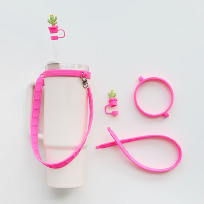 Aanpassing van siliconen flessen accessoires voor flessen mokken Tumblers Geschenk van 4 siliconen stro toppers en siliconen band