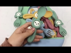 Zachte Leuke Panda Style Silicone Forks And-Lepels voor Babykinderen